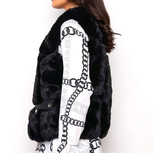 Miz Vegan: Fur & Leather Trimmed Vest - Picture 6 of 16